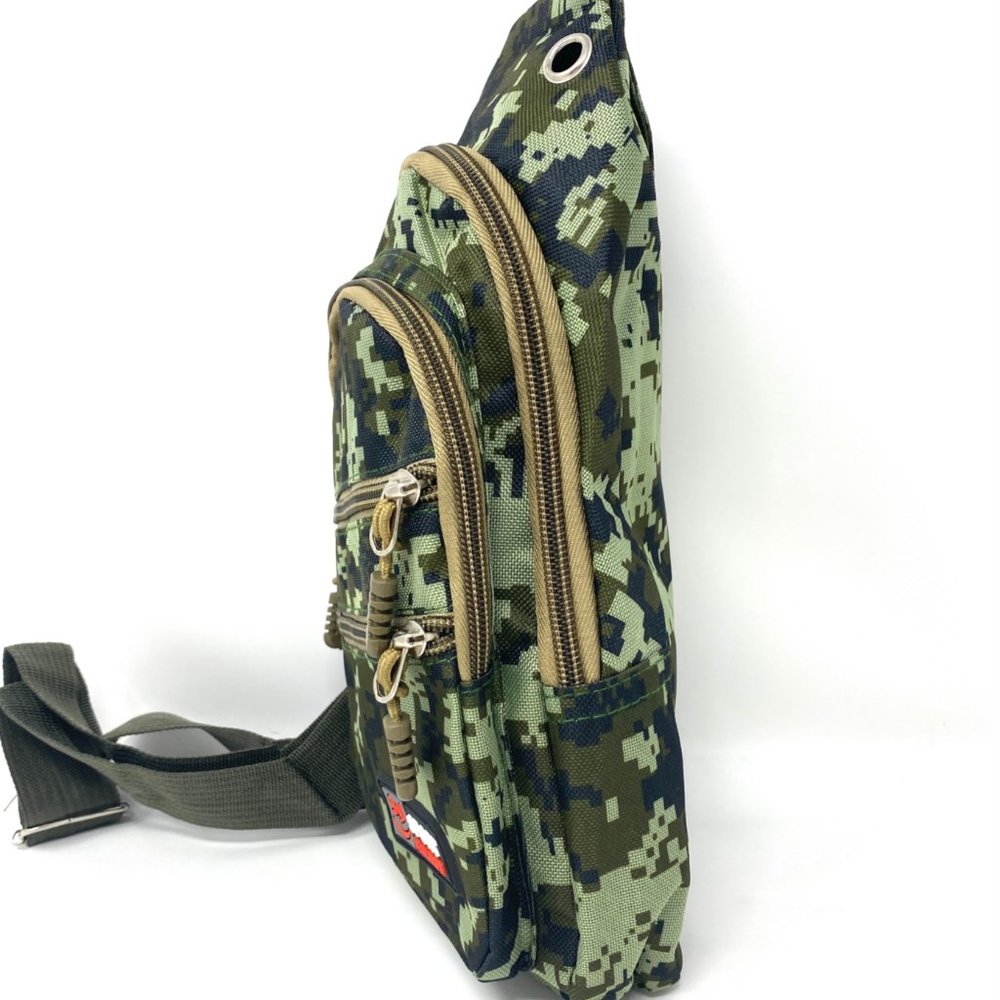 Man's Messenger Bag Poly Sport MB605 HK-197 4 Zippers Cellphone Pouch Camo Green - Picture 3 of 4
